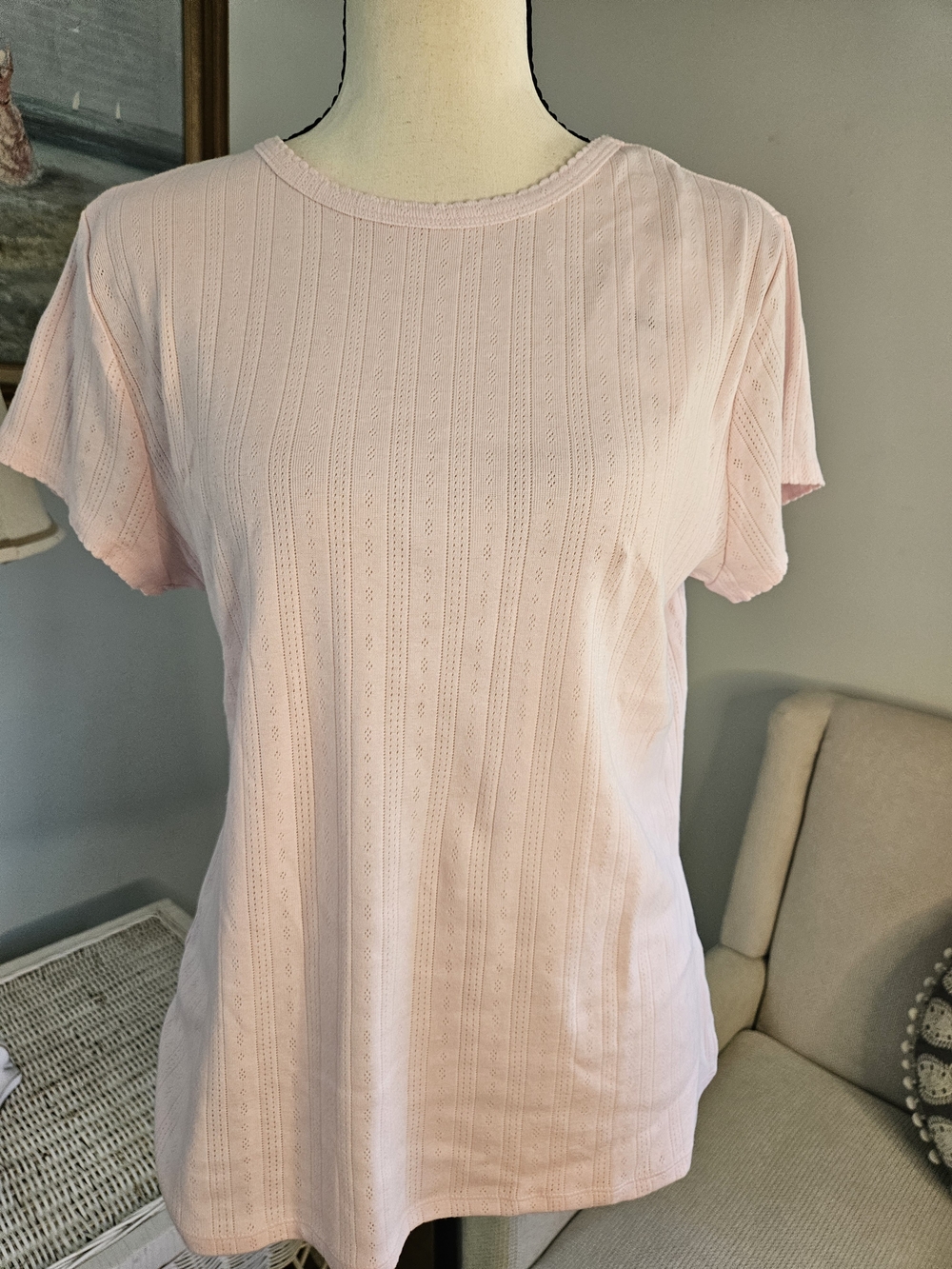 Classic Light Pink Short-Sleeve Knit Tee